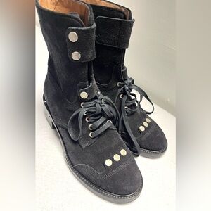 Laurence Dacade Black Velvet Studded Lace-up Combat Boots
Size 38 EU / 7.5-8 US